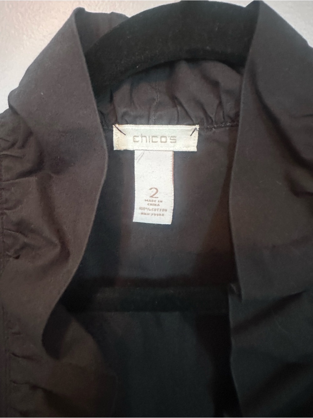 Chico's Black Ruffle-Trim Zip Jacket - Picture 2 of 4